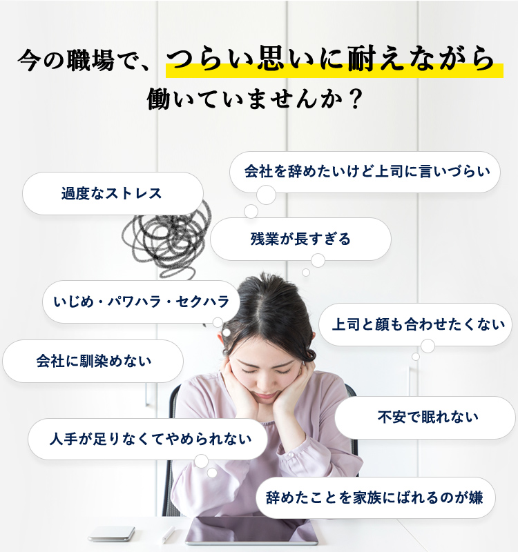 今の職場で、つらい思いに耐えながら働いていませんか？